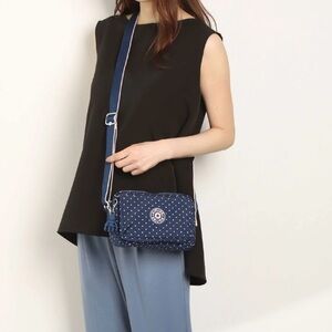 Kipling Abanu Medium Blue Polka Dot Crossbody Bag